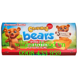 Bánh bông lan Gấu nhân Dâu Cravingz Bears Jouy & Co 225g