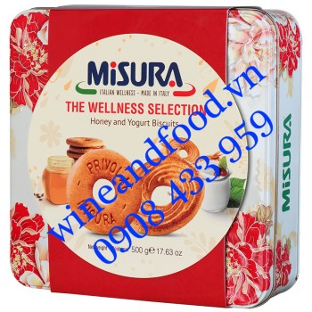 Bánh quy mật ong Yogurt Misura Wellness Selection hộp thiếc 500g