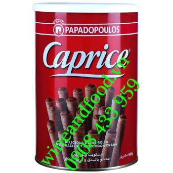 Bánh ống quế Caprice Papadopoulos kem socola hạt dẻ 400g