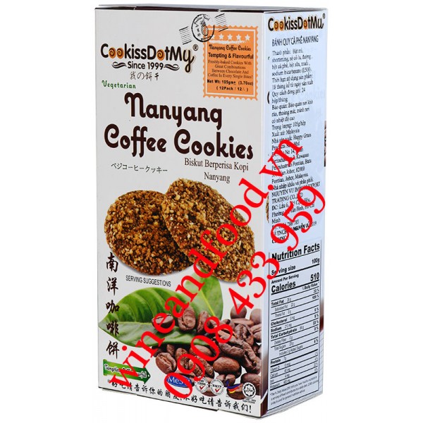 Bánh quy cà phê Nanyang Cookissdotmy 105g