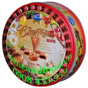 Kẹo Butter Toffees Arcor hộp thiếc 180g