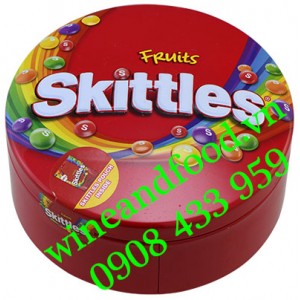 Kẹo trái cây Skittles hộp thiếc tròn 195g