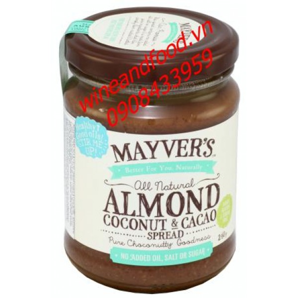 Bơ hạnh nhân Dừa cacao Mayver's 240g