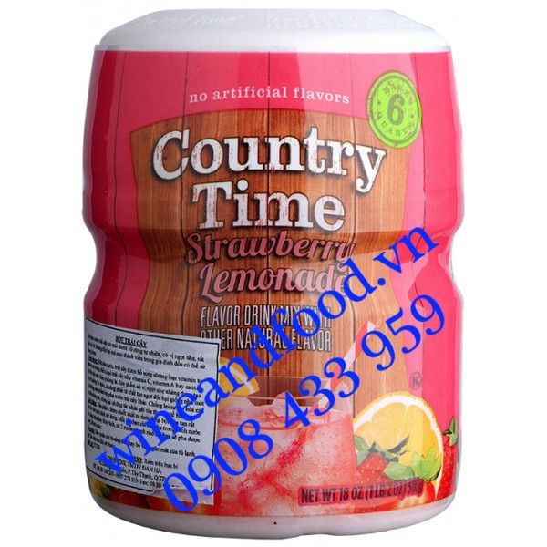 Bột trái cây Country Time Strawberry Lemonade Chanh Dâu 510g