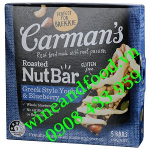 Thanh ngũ cốc Roasted Nutbar Yoghurt Blueberry Carman's 160g