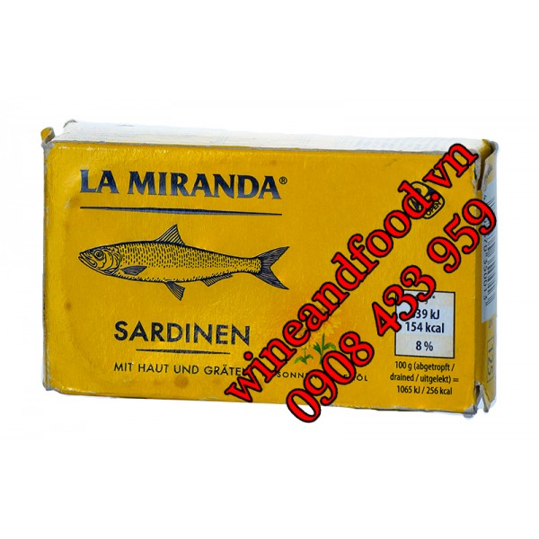 Cá mòi ngâm dầu hướng dương La Miranda 125g