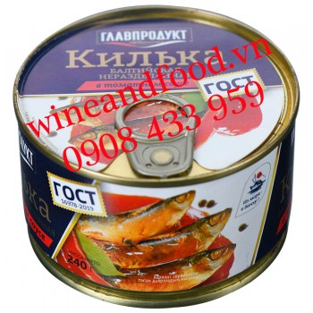Cá trích Nga nguyên con sốt cà chua Glavproduct 240g