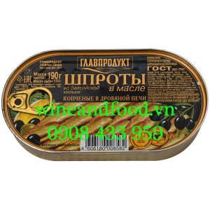 Cá trích xông khói ngâm dầu Oliu Glavprodukt 190g