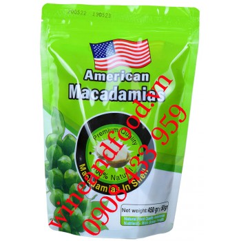 Hạt Macadamias Amerian nguyên vỏ túi 450g