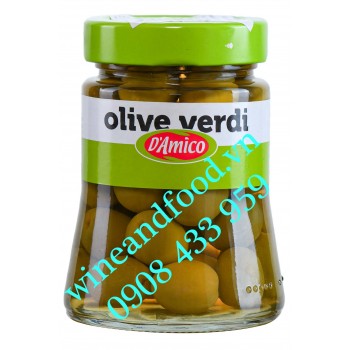Trái Oliu xanh Olive Verdi D'amico hũ 300g