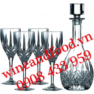 Bình decanter pha lê bầu 4 ly