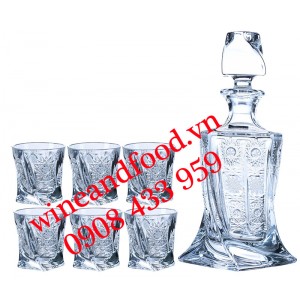 Bộ bình Decanter 6 ly xoắn pha lê Bohemia