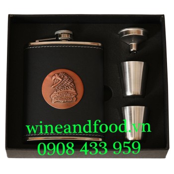 Bình tông rượu inox Hip Flask American Legend hộp quà phễu 2 ly 8oz