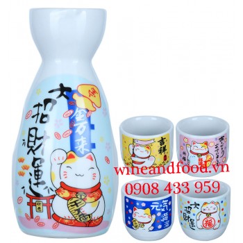 Bộ bình rượu Sake 4 chén Nhật Bản 11