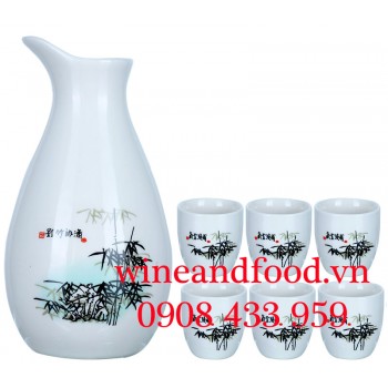 Bộ bình rượu Sake 6 chén Nhật Bản 10