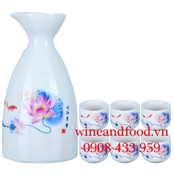 Bộ bình rượu Sake 6 chén Nhật Bản 15