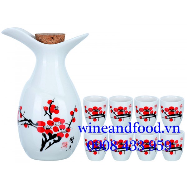 Bộ bình rượu Sake 8 chén Nhật Bản 19