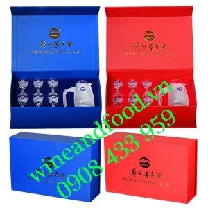 Bộ bình 6 ly uống Mao Đài hộp quà xanh đỏ