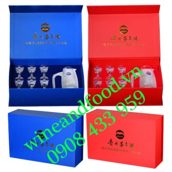 Bộ bình 6 ly uống Mao Đài hộp quà xanh đỏ
