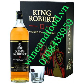 Rượu Whisky King Robert II 1L hộp quà