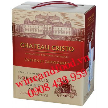 Rượu vang chateau Cristo Bordeaux Cabernet Sauvignon bịch 3 Lít