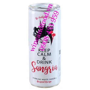 Rượu vang trắng Sparkling white Sangria Keep Calm & Dink lon 250ml