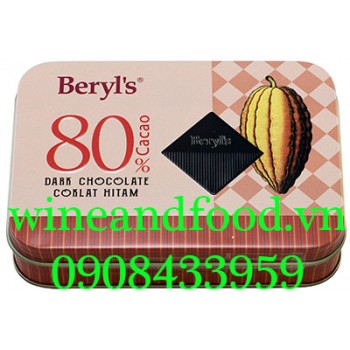 Socola đen 80% Beryl's hộp thiếc 108g