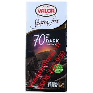 Socola đen Valor 70% Stevia không đường 100g