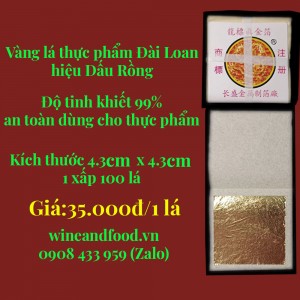 Vàng lá thực phẩm Đài Loan hiệu Dấu Rồng Dragon Mark