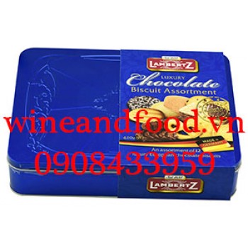 Bánh quy socola Lambertz hộp thiếc xanh 420g