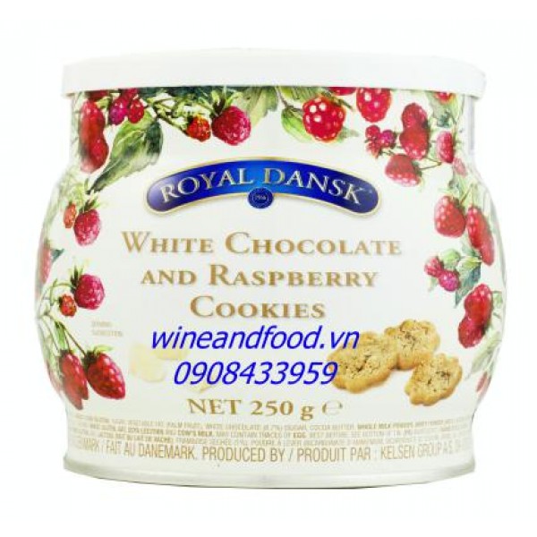 Bánh quy socola trắng và phúc bồn tử Royal Dansk 250g