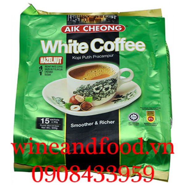 Cà phê 4 in 1 White Coffee Hazelnut Aik Cheong 600g