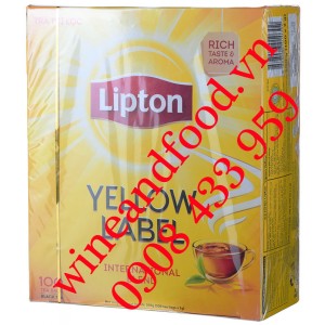 Trà Lipton nhãn vàng Yellow Label International Blend hộp 100 gói