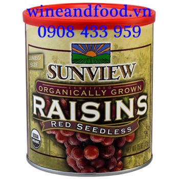 Nho khô đỏ không hạt Organic Sunview 425g