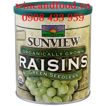 Nho khô xanh không hạt Organic Sunview 425g
