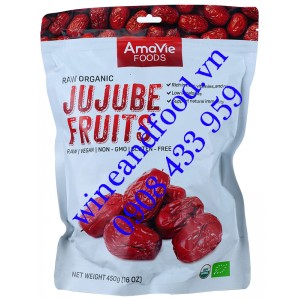 Táo đỏ khô Raw Organic Jujube Fruits Amavie Foods túi 450g