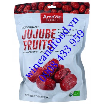 Táo đỏ khô Raw Organic Jujube Fruits Amavie Foods túi 450g