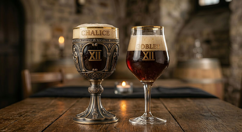 Bia Westvleteren 12 Thầy Tu Trappist thường uống trong ly Chalice hoặc ly Goblet