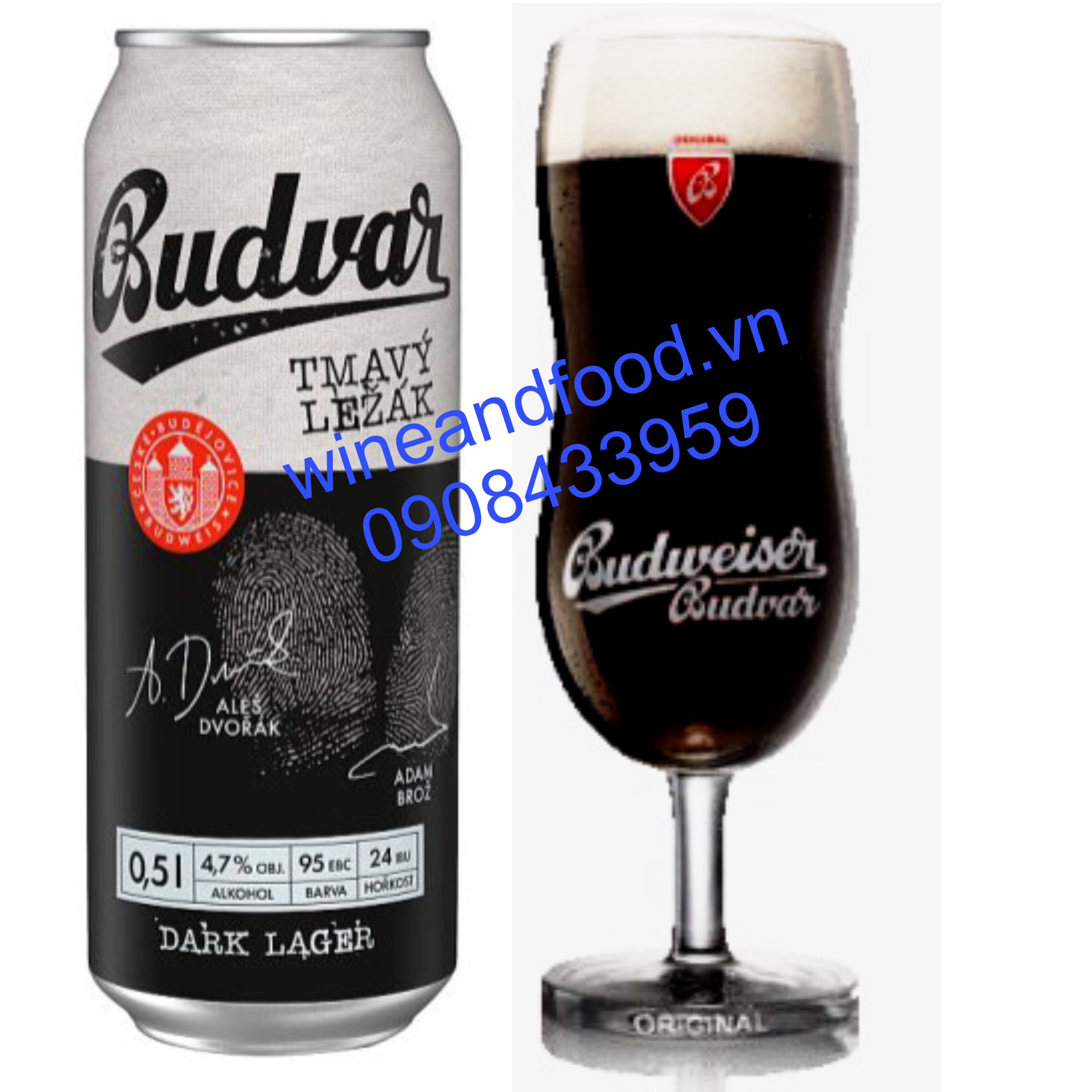 Bia đen Budweiser Budvar Lager lon 500ml