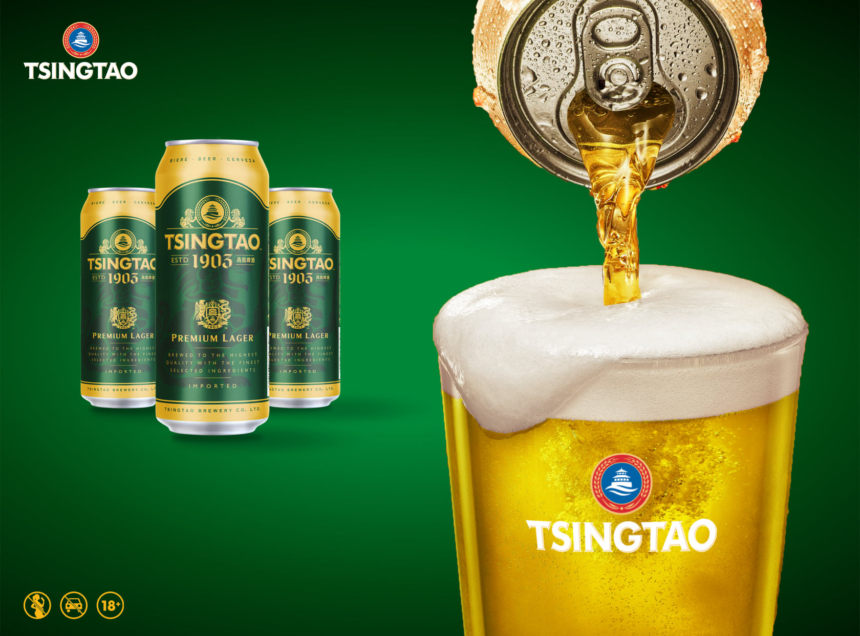 Bia Thanh Đảo Tsingtao 1903 Lager Premium thùng 24 lon 500ml