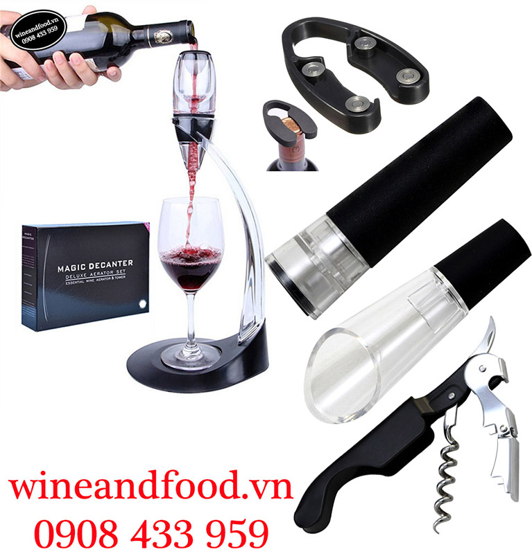 Hình ảnh đầy đủ của bộ Magic Decanter Deluxe Aerator Set