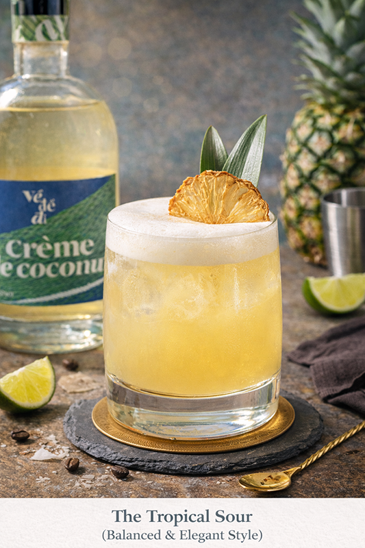 Cocktail The Tropical Sour với rượu Crème de Coconut Về để đi