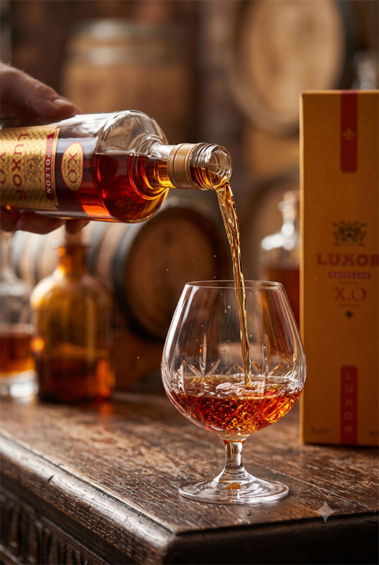 Thưởng thức rượu Brandy nguyên chất trong ly chuyên dụng để cảm nhận trọn vẹn sắc hổ phách và nốt hương ấm áp